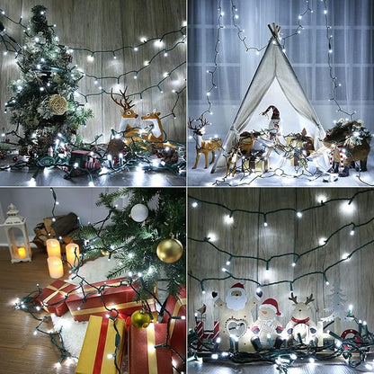 Brizled Cool White Christmas Lights, 33ft 100 LED Christmas Tree Lights, 5mm Wide Angle Xmas Light, Connectable 120V UL Certified Xmas Light String for Tree Party Wedding Home Indoor Outdoor Decor