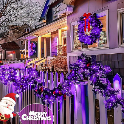 JMEXSUSS 4 Pack 50 LED Halloween Fairy Lights Battery Operated, 16.1ft Purple String Lights, Mini Christmas Lights Indoor Outdoor Waterproof for Bedroom Party Halloween Christmas Decorations