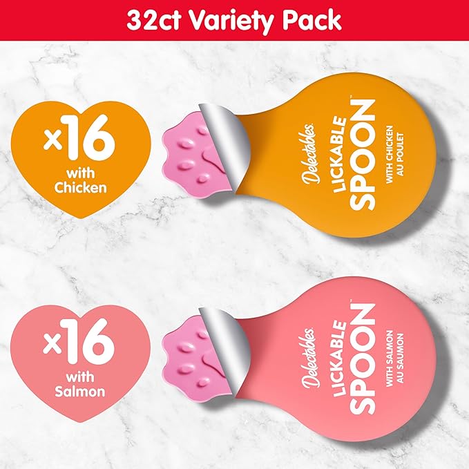 Hartz New Delectables Lickable Spoon Interactive Lickable Cat Treats for Quick & Easy Bonding, Variety Pack 32ct-Mewly Pet