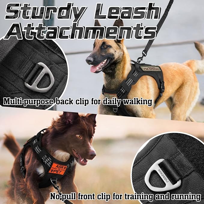 rabbitgoo Tactical Dog Harness for Small Dogs, No Pull Military Service Vest with Handle & Molle, Easy Control for Training Walking, Adjustable Reflective Straps, Black, S-Mewly Pet