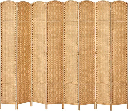 Rose Home Fashion Room Divider, 6 ft Tall Room Dividers and Folding Privacy Screens, 16in Privacy Screen 8 Panel Light Beige Space Temporary Wall Foldable Partition Separation