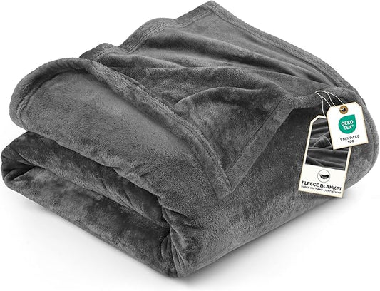 Utopia Bedding Fleece Blanket Full Size Grey 300GSM Luxury Fuzzy Soft Anti-Static Microfiber Bed Blanket (90x84 Inch)