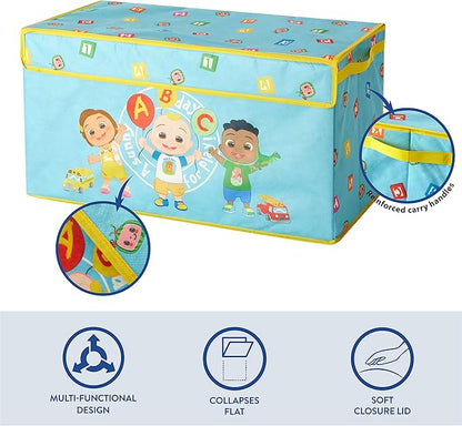 Idea Nuova Cocomelon Collapsible Children’s Toy Storage Trunk, Durable with Lid