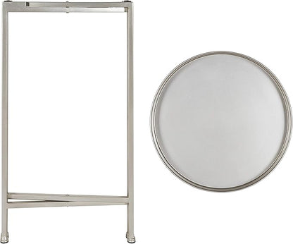 Kate and Laurel Celia Round Metal Foldable Accent Table with Tray Top, 14" x 14" x 25.75", Silver