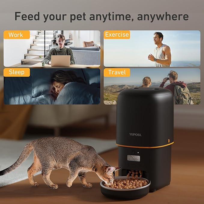 2025 Upgraded Automatic Cat Feeder - 4L Timed Auto Pet Feeder for Cat and Dog with Dry Food Dispenser, 180-day Battery Life, 1-6 Meals Per Day, 1-16 Portion, Desiccant Bag Keeps Food Fresh-Mewly Pet