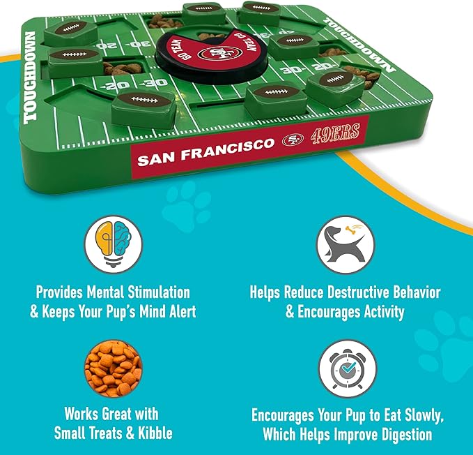 Pets First NFL SAN Francisco 49ERS Large Puzzle Toy - Interactive Dog Treat & Slow Feeding Toy-Mewly Pet