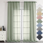 Aiyufeng Kirei Long Sage Green Sheer Curtains 96 Inch - Linen Look Privacy Sheer Curtains Window Treatment Drapes Farmhouse Decor for Bedroom Living Room Sliding Glass Door, 40Wx96L, 2 Panels
