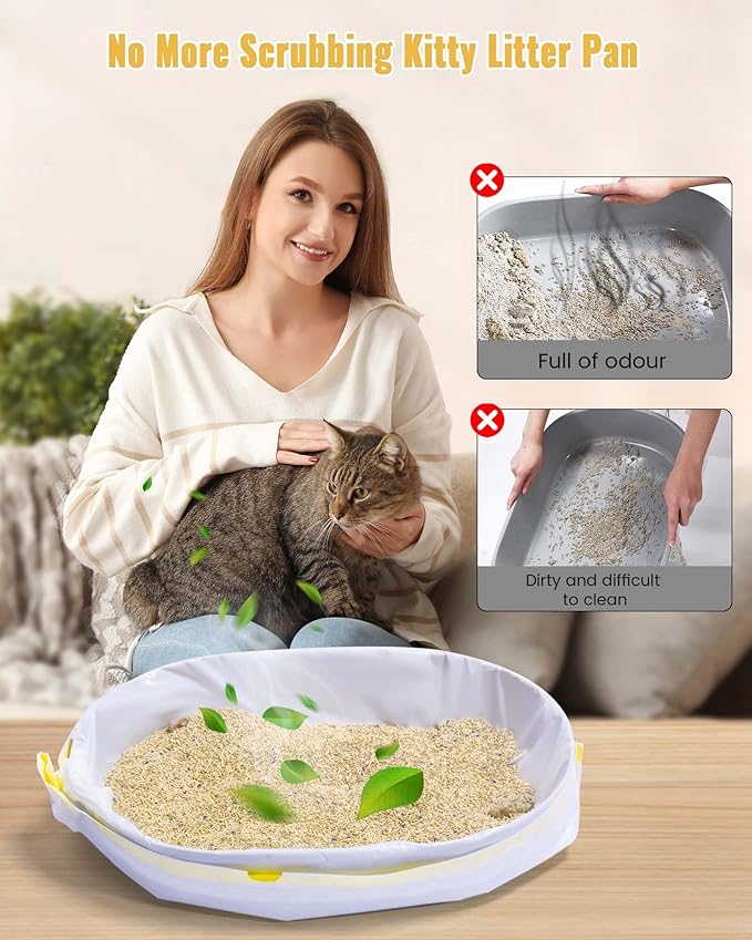 KONE Cat Litter Box Liners, 30 Count Jumbo Extra Durable Large Drawstring Kitty Litter Pan Bags Cat Waste Litter Bags Pet Cat Supplies 36" x 18"-Mewly Pet