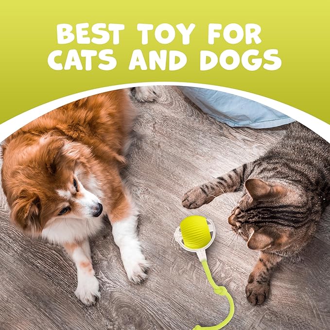 Pawlo Speedy Tail 2.0 Cat Toy –Teazys Turbo Tail Upgrade – Interactive Cat Toy – Kitten Toys – Automatic cat Toy for Boredom – Moving cat Toys for Indoor Cats with 2 Tails (Yellow)-Mewly Pet