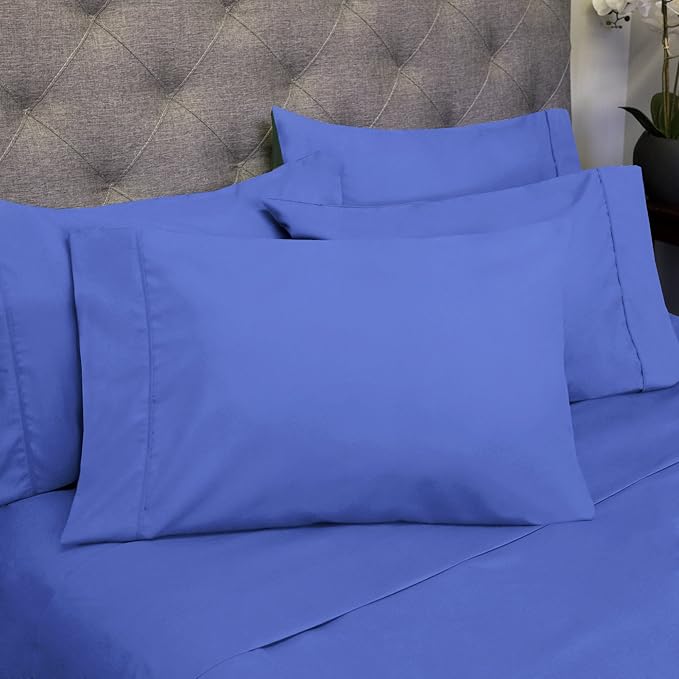 Queen Sheets Royal Blue - 6 Piece 1500 Supreme Collection Fine Brushed Microfiber Deep Pocket Queen Sheet Set Bedding - 2 Extra Pillow Cases, Great Value, Queen, Royal Blue
