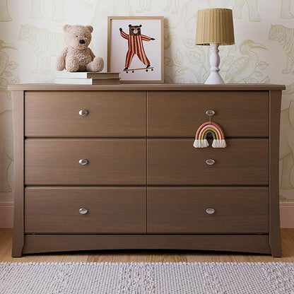 Storkcraft Crescent 6-Drawer Dresser (Hazelnut) – GREENGUARD Gold Certified, Brown Dresser for Bedroom, Kids & Nursery Storage Chest, Safety Interlocking Drawers, Pre-Installed Tracks, Kids Chest
