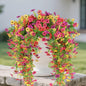 12 Pcs Artificial Hanging Mums Flowers Outdoor, Fake Hanging Spring Plants for Outdoor Planter Patio Front Door Window Box Decoration (12, Red, Purple, Rose Red, Yellow)