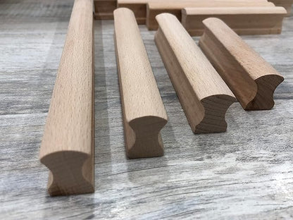2Pcs Unfinished Beech Wood Solid Furniture Pulls Handles,Unfinished Unpainted Paintable Wooden Handles Cupboard Closet Drawer Handle Pull,Length 3.94",Hole Dis.2.52"