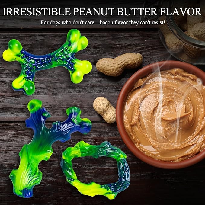 3-Pack Indestructible Nylon Dog Chew Toys for Aggressive Chewers - Long-Lasting Durable Bone-Shaped Toys, Large Breed Dogs, Tough Puppy Teeth Enrichment-Mewly Pet