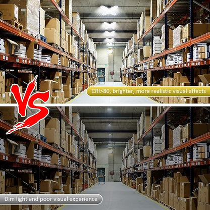 LED Garage Lights 2 Pack, 4 Foot Adjustable Ceiling Light, 6500k 8000LM Deformable E26/E27 Garage Lights for Shop, Basement, Workshop