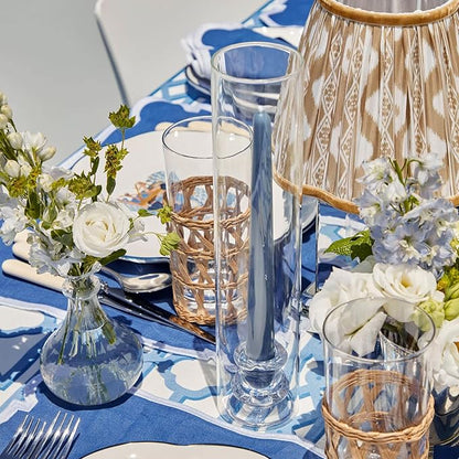 Hurricane Glass Candle Holders, Set of 4 Candlestick Holders for Taper Candle with 11.8" Tall Windproof Cylinder Covers Candle Stand Bulk for Table Centerpieces on Wedding Birthday Housewarming Decor