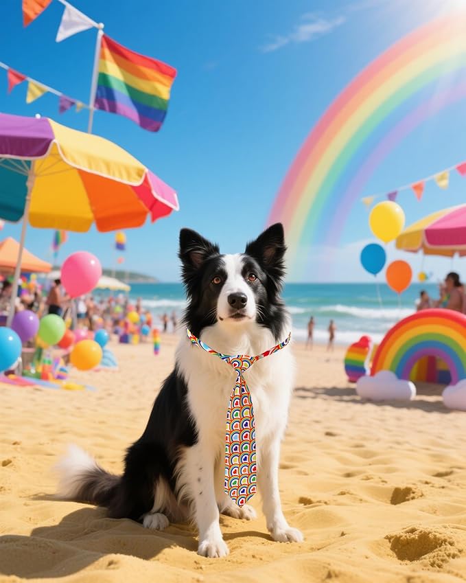 PET SHOW 10 Pack Pride Month Big Dog Ties Neckties for Large Breed Dogs XL Rainbow Neck Ties Bowties Girl Boy Pets LGBT Costumes Dog Adjustable Holiday Grooming Accessories Wedding Party Gift Favor-Mewly Pet