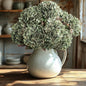 Artificial Flower Fake Silk Hydrangea Heads Bouquet with Stems Bulk for Fall Decoration Table Center Christmas Indoor Outdoor Faux Floral Realistic with Leaves Plants Crafts 8PCS (Green)