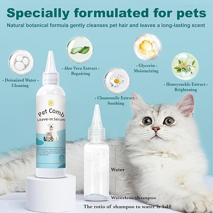 Cat Steam Brush, Dog Brush for Shedding, Pet Spray Hair Removal Comb, Pet Grooming Brush for Short & Long Haired Dogs & Cats,Spritz Defur Comb with Waterless Shampoo (White)-Mewly Pet