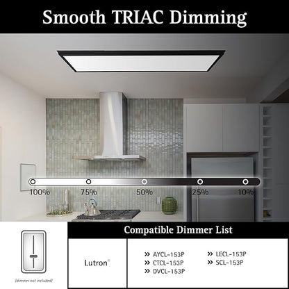 Ultralux Framed 1x4 ft LED Light Panel - CCT Switchable Surface Mount Light with Integrated Frame for Kitchen, Home & Office - TRIAC Dimmable, 5 CCT Adjustable Color Temperature (Matte Black, 2 Pack)