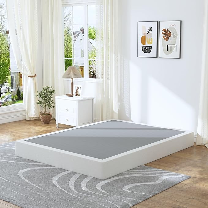 Queen Box Spring - 7 Inch High Profile Box Spring for Queen Bed, Sturdy Metal Frame Mattress Foundation, Easy Assembly, Quiet & Noise-Free