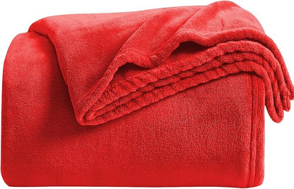 KMUSET Super Soft Throw Blanket Premium Silky Flannel Fleece Twin Red Microfiber Lightweight Blanket All Season Use
