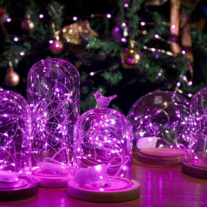 12-Pack LED Fairy Lights 7 Feet Battery Powered Waterproof Silver Wire 20 Slim Copper Wire Pastel Lights for DIY Wedding Party Bedroom Patio Easter Christmas (Pink)