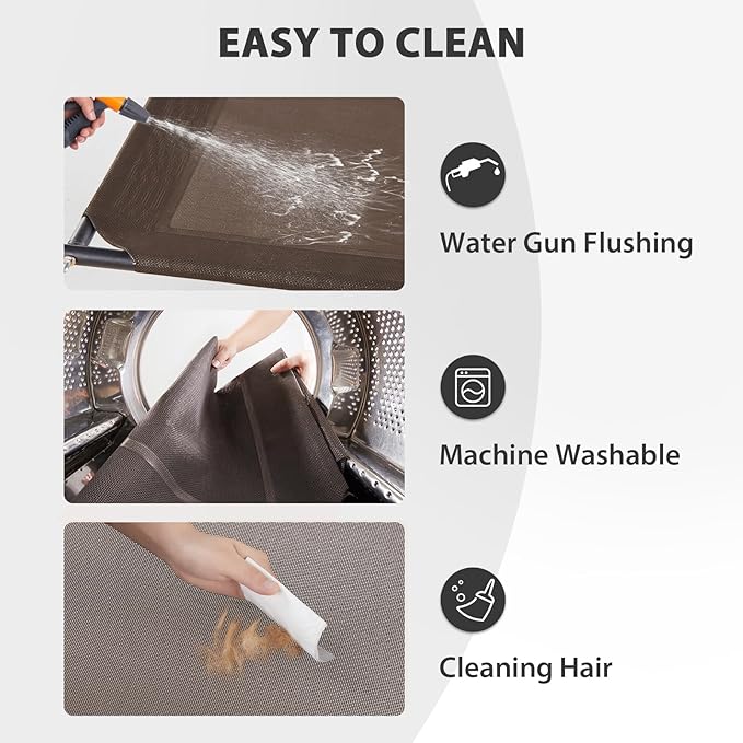 RRPETHOME Large Elevated Cooling Dog Bed, Raised Dog Cot Beds for Large Dogs, Elevated Outdoor Pet Bed, Chew Proof Portable Cooling Pet Cot with Skid-Resistant Feet and Breathable Mesh-Mewly Pet