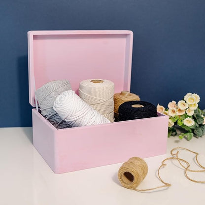 Large Pink Wooden Box Storage with Hinged Lid | 11.8 x 7.87 x 5.51 inches (+-0.5) | Gift Box Kitchen Storage | Product NOT Intended for 15 Years OR Below