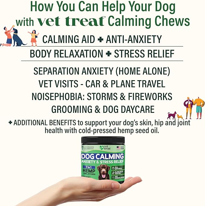 Hemp Calming Chews for Dogs - Dog Calming Chews - Anxiety Relief Treats with Melatonin - Advanced Stress Relief, Separation Aid, Barking, Thunder, Fireworks, Travel - Made in USA - 120 Soft Chews-Mewly Pet