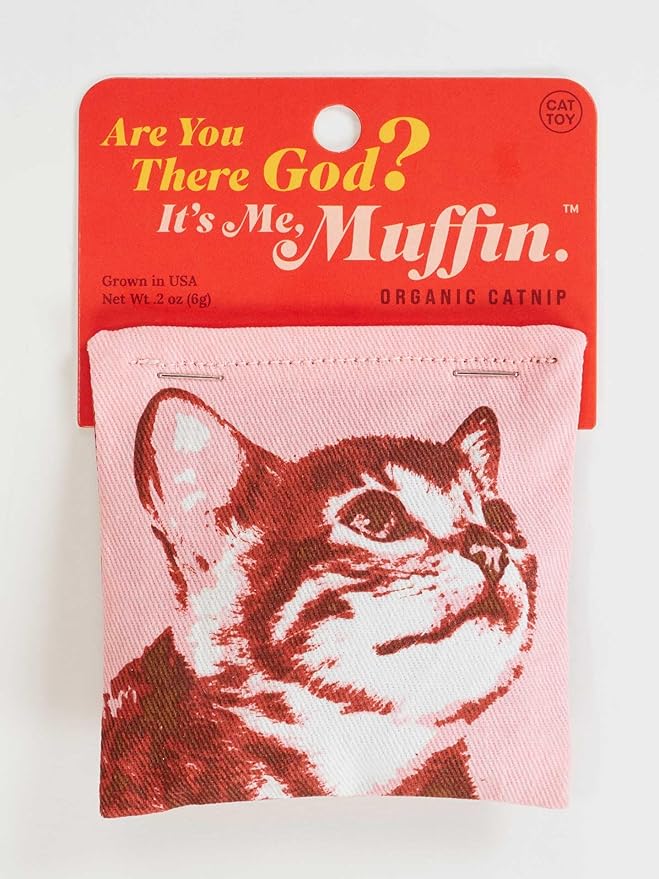 Blue Q Catnip Cat Toy, are You There God? It's Me, Muffin. Premium Organic Catnip Grown in The USA, 100% Cotton Pouches, Kitty Graphics Sure to Delight Every Cat-Keeper.-Mewly Pet