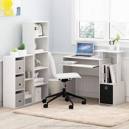 Furinno LUDER Book Shelf, 5-Cube Bookshelf, Reversible Bookcase, 9.4" x 19.5" x 31.5", for Living Room, Bedroom, Home Office, White