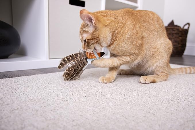 SmartyKat Toss-A-Fox Feather Toss & Chase Cat Toy, Randomly Selected Color - Brown OR White, One Size-Mewly Pet