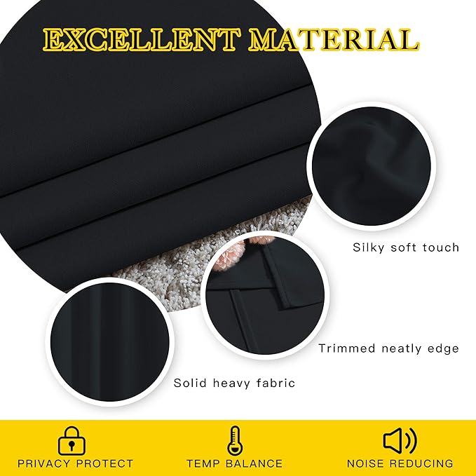 NICETOWN Black Out Curtains 110 inches Long, Grommet Thermal Insulated Blackout Curtains Privacy Window Treatments Sound Reducing for Bedroom/Living Room, W66 x L110, 2 Panels