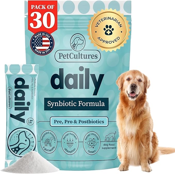Daily Synbiotic Formula - A TriBiotic Blend with 6 Strains, B-Vitamins, and Digestive Enzymes in 30 Packs-Mewly Pet