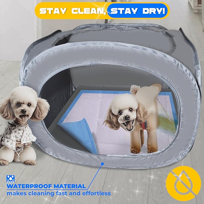 TidyFriend Cat Litter Box Enclosure 24” x 24” with Peepad Holder Tray Fits for 24” x 24” Pee Pad, Enclosed Small Cat Litter Box with Removable Wee Wee Pad Holder, High-Sided Pet Enclosure (Dark Grey)-Mewly Pet