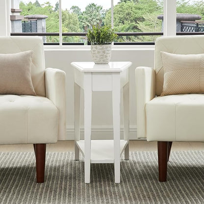 Leick Home Haven Ridge Wedge End Table, Tapered Side Table, Farmhouse White, 214395