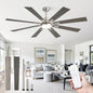 ZMISHIBO 62 inch Brushed Nickel Modern Ceiling Fan with Light and Remote, Indoor/Outdoor Industrial Ceiling Fan for Living Room Patio, 6 Speed Reversible Quiet DC Motor, 3 CCT, Dual Finish 8 Blades