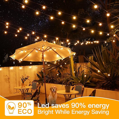 Ollny 50FT Outdoor String Lights, Waterproof Connectable Shatterproof Outside Light with 25 Edison + 2 Spare LED Bulbs Plug in, Patio Lights for Indoor Balcony Porch Camping Deck