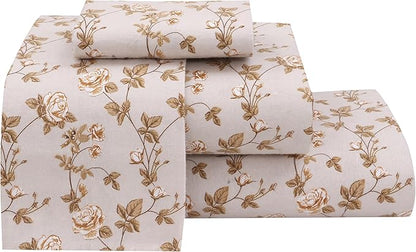 RUVANTI Flannel Sheets Full Size - 100% Cotton Double Brushed Bed Sheets Set, Deep Pockets 16 Inches, All Seasons Breathable & Extra Soft Full Sheets, Warm & Cozy, 4 Piece, Dazzale