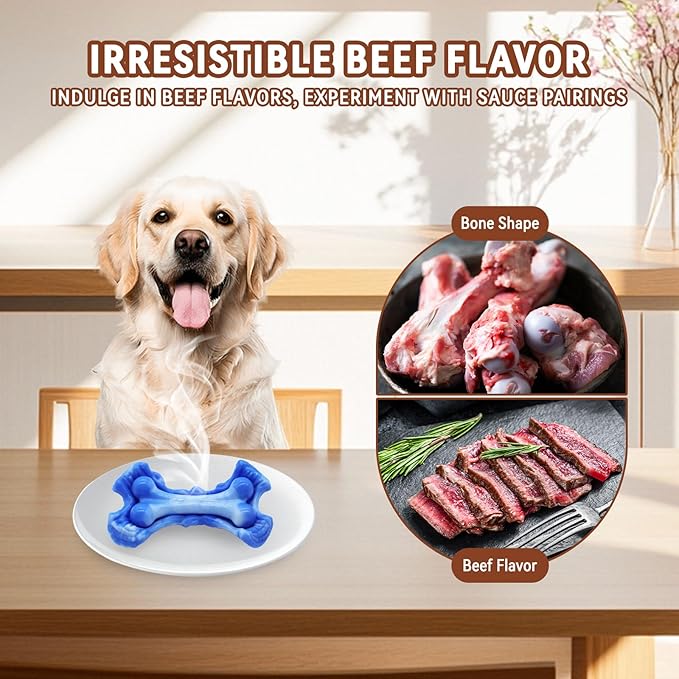 Magicorange Tough Dog Toys, Chew Toys for Aggressive Chewers, Dog Bone Toy Nylon Almost Indestructible Dogs Toy for Teeth Cleaning and Training (Blue)-Mewly Pet