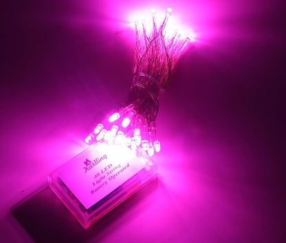 Karlling Battery Operated Pink 40 LED Fairy Light String Wedding Party Xmas Christmas Decorations(Pink,5 Pack)
