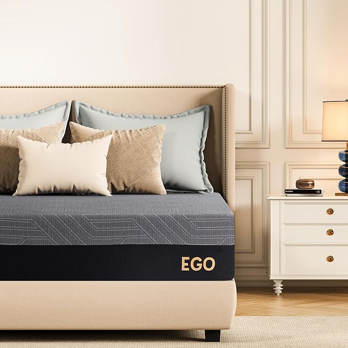 EGOHOME 10 Inch King Memory Foam Mattress for Back Pain, Cooling Copper Gel Bed in a Box, Foam Made in USA, CertiPUR-US Certified, Therapeutic Medium Firm, 76x80x10 Black