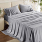 Bedsure California King Sheet Sets, Cooling Sheets, Rayon Derived from Bamboo, Breathable & Soft, Deep Pocket Up to 16 Inches, Hotel Luxury Silky Bedding for Hot Sleepers, Silver Grey