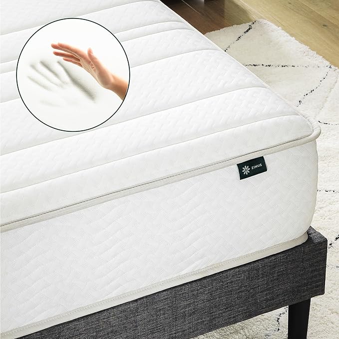 ZINUS 8 Inch Foam and Spring Hybrid Mattress [New Version], Queen, Fiberglass Free, Medium Firmness, Durable Support, Certified Safe Foams & Fabric, Mattress in A Box