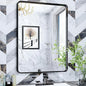 Suidia Bathroom Mirror, 30" x 22" Wall Mirror Metal Framed, Bathroom Vanity Mirror for Living Room Bedroom Bathroom Entryway, Black, Rounded Corner Style