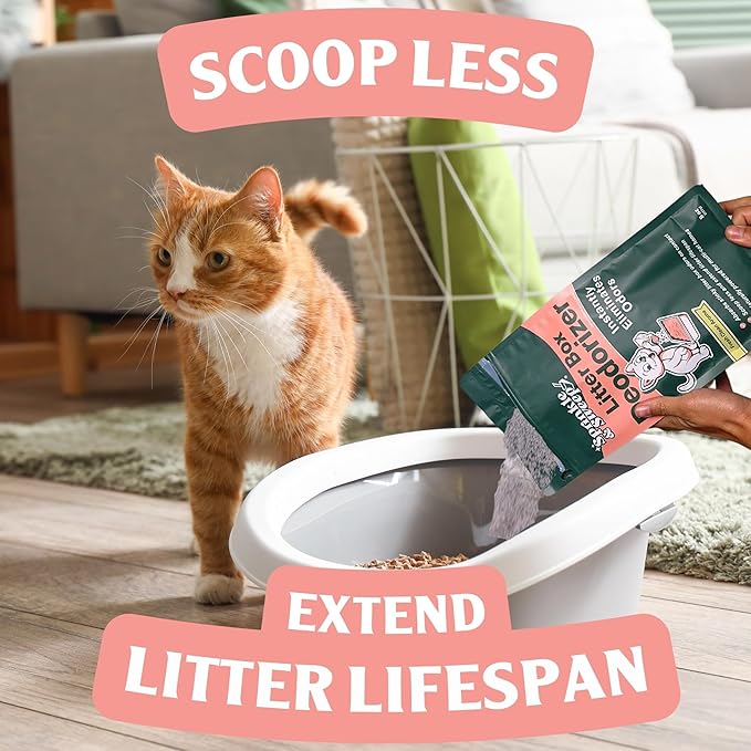 Sprinkle & Sweep Litter Box Deodorizer - Cat Litter Deodorizer Non Toxic and Safe for Kittens - Instantly Eliminates Foul Smells and Urine Odors (Pack of 4)-Mewly Pet
