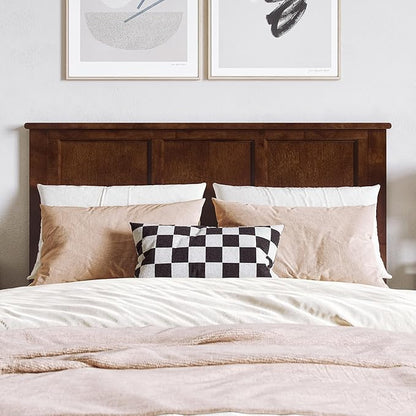 AFI, Madison Full Solid Wood Panel Headboard with Attachable Charger, Walnut