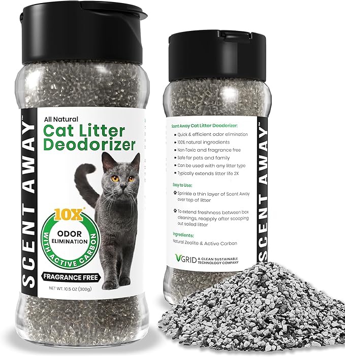 Cat Litter Deodorizer | Litter Box Odor Eliminator | Fragrance-Free with Active Carbon | Eliminates Cat Odors and Smells to Keep Your Home Fresh and Clean (Pack of 1)-Mewly Pet