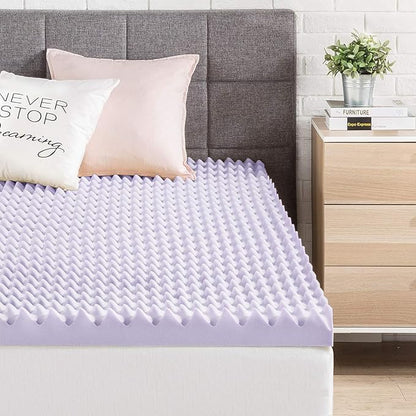 Best Price Mattress 3 Inch Egg Crate Memory Foam Mattress Topper with Soothing Lavender Infusion, CertiPUR-US Certified, Dorm Essentials, King